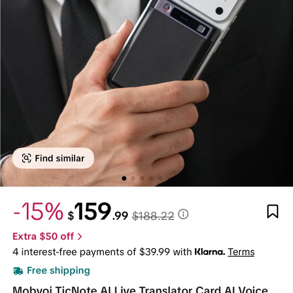 Mobvoi TicNote AI Voice Recorder - Black - Picture 3 of 3